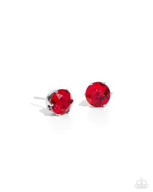 Breathtaking Birthstone (July) Ruby Red Rhinestone Earrings - Paparazzi Accessories