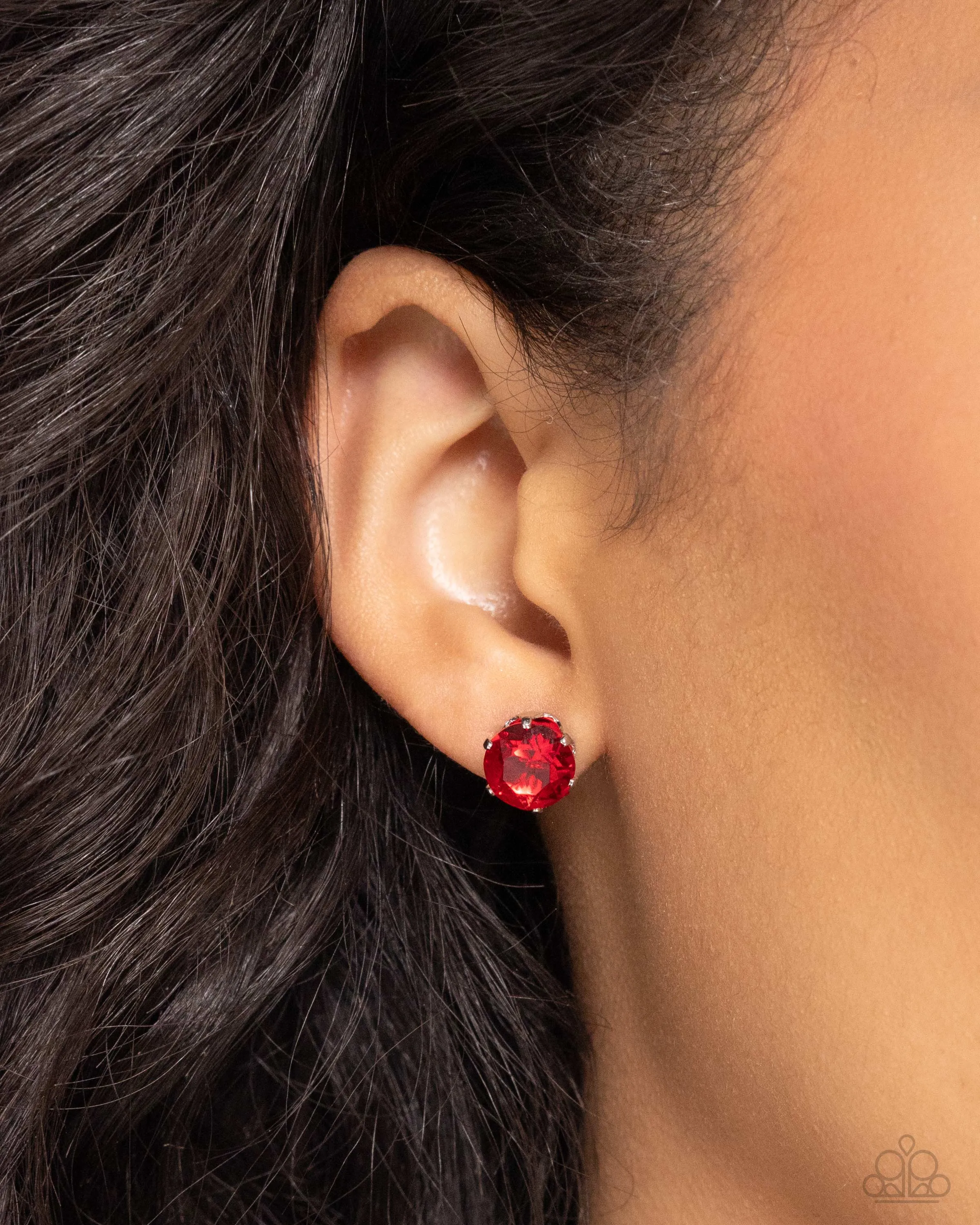 Breathtaking Birthstone (July) Ruby Red Rhinestone Earrings - Paparazzi Accessories