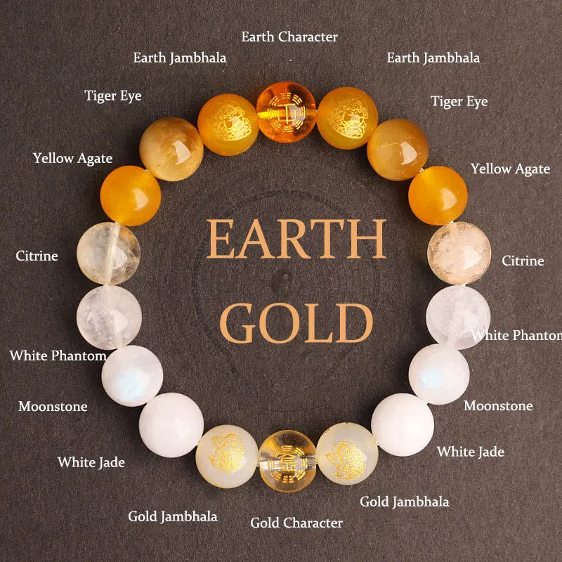 Buddha Stones Five Elements Various Agate Crystal South Red Agate Strawberry Quartz Sun Stone Citrine Luck Bracelet
