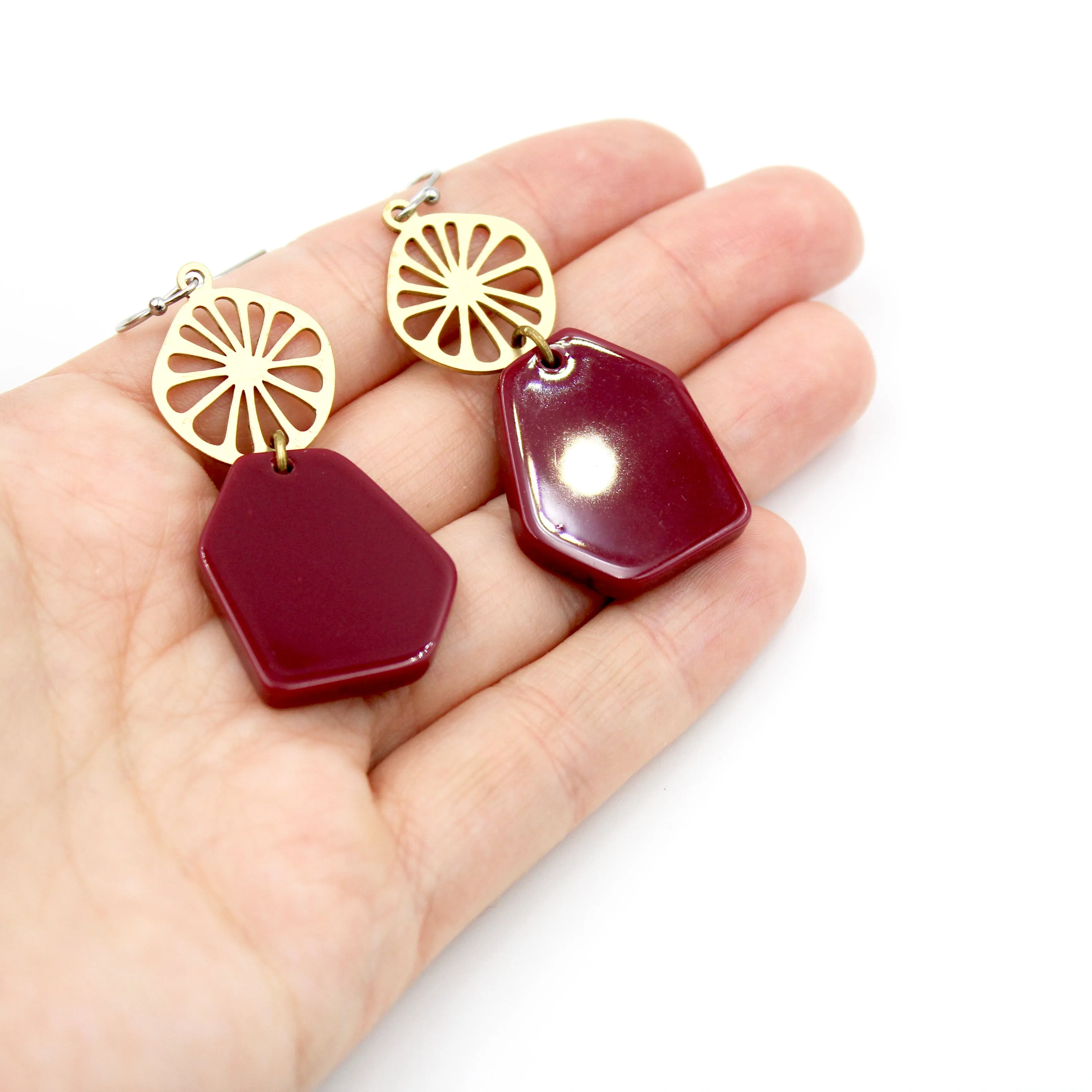 Burgundy Slice Earrings - WHS