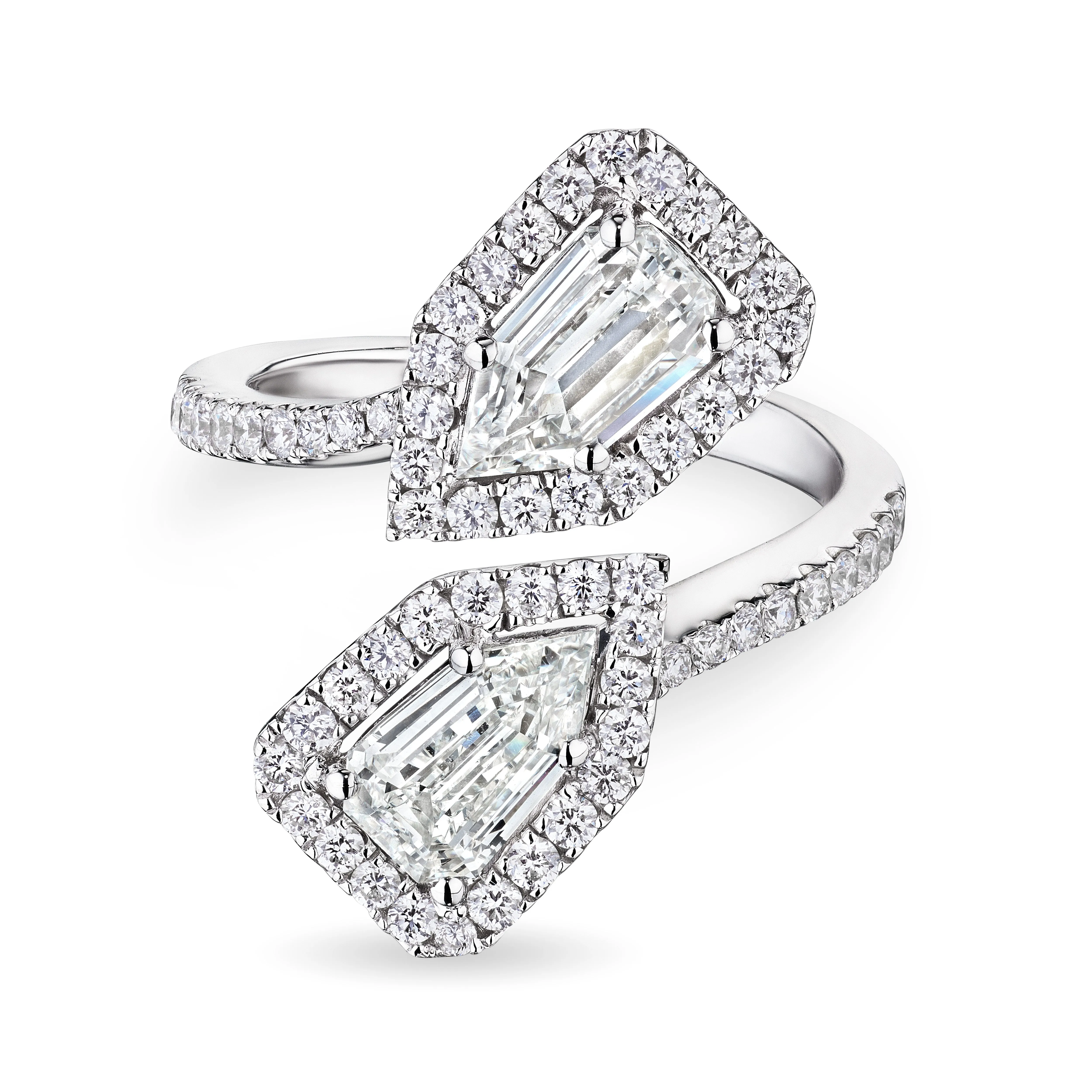 Bypass Ring with Bullet Cut Diamonds, 2 CT