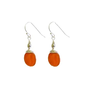 Carnelian Silver Drop Earrings
