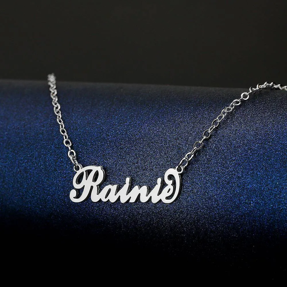 Children's "Carrie" Style Name Necklace, Classical Style Silver