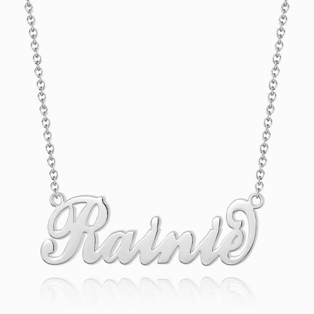 Children's "Carrie" Style Name Necklace, Classical Style Silver