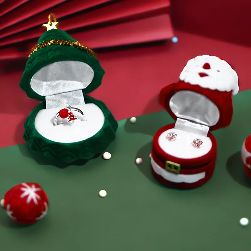 Christmas Ring Box Christmas Velvet Jewelry Box for Proposal Engagement and Wedding