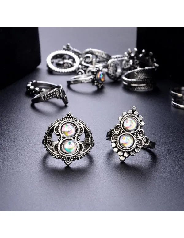 Combo of 16 Silver Plated Mixed Sized Rings