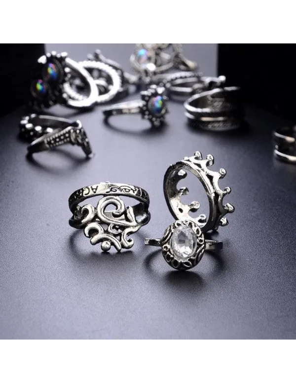 Combo of 16 Silver Plated Mixed Sized Rings