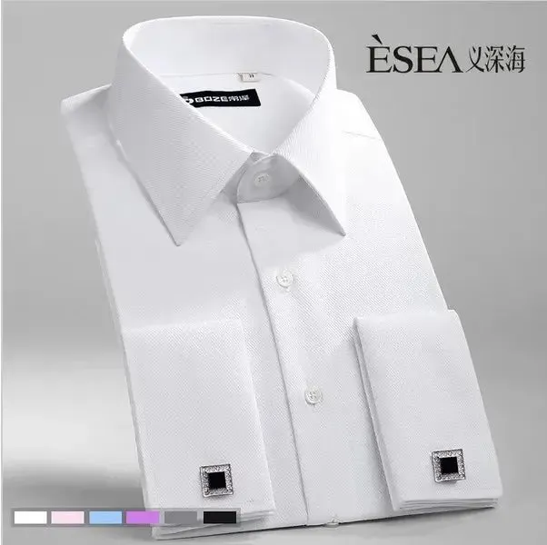Cotton Men's French Cuffs Business Long Sleeve Shirt