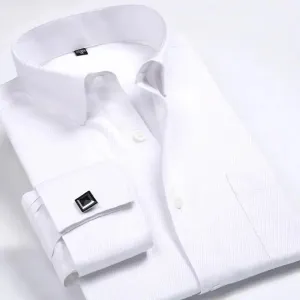 Cotton Men's French Cuffs Business Long Sleeve Shirt