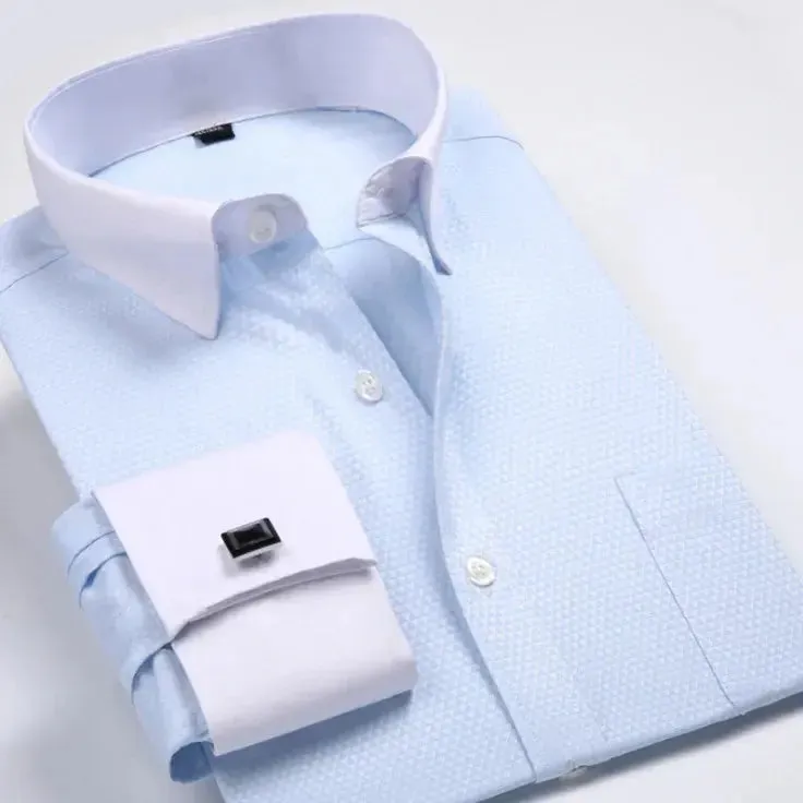 Cotton Men's French Cuffs Business Long Sleeve Shirt