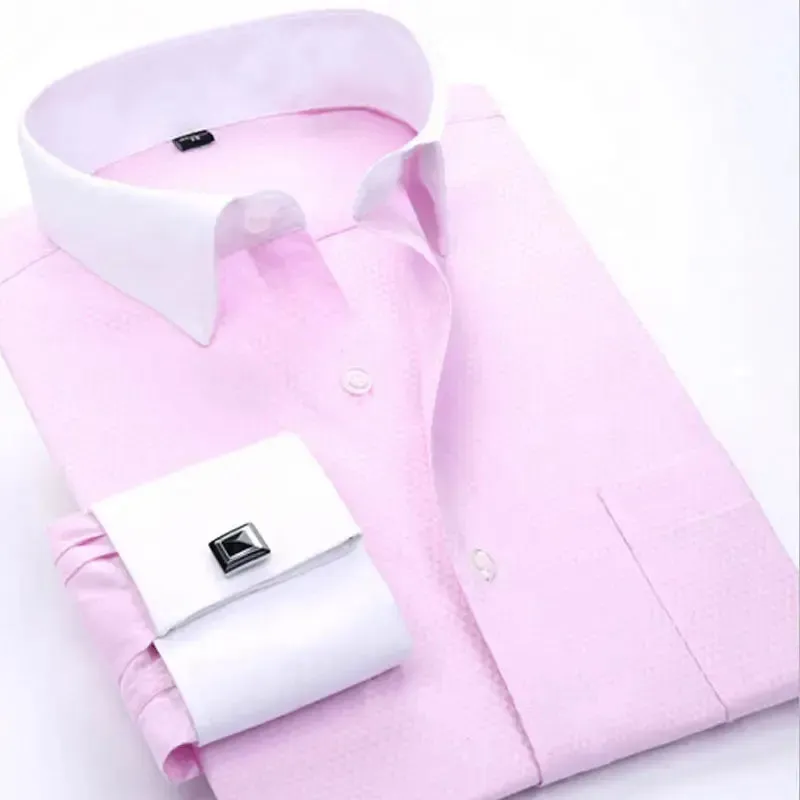 Cotton Men's French Cuffs Business Long Sleeve Shirt