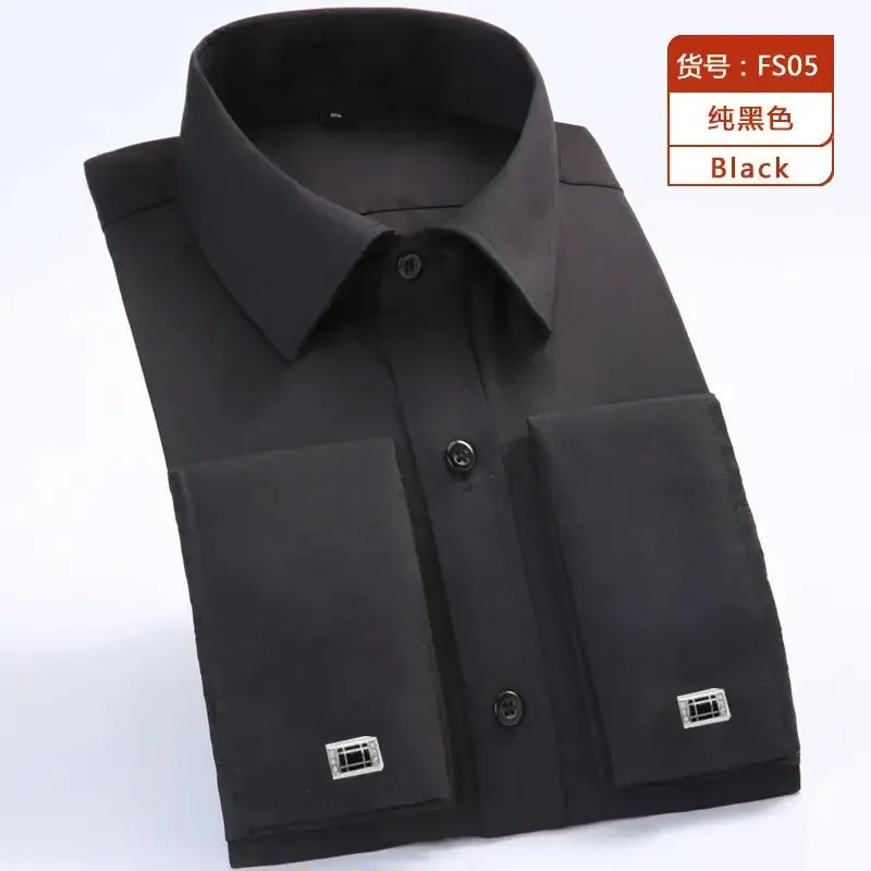 Cotton Men's French Cuffs Business Long Sleeve Shirt