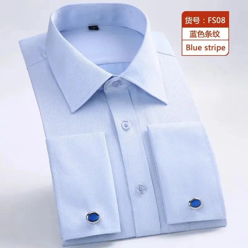 Cotton Men's French Cuffs Business Long Sleeve Shirt