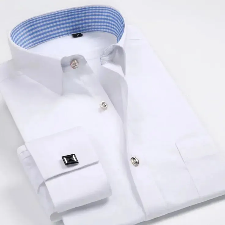 Cotton Men's French Cuffs Business Long Sleeve Shirt