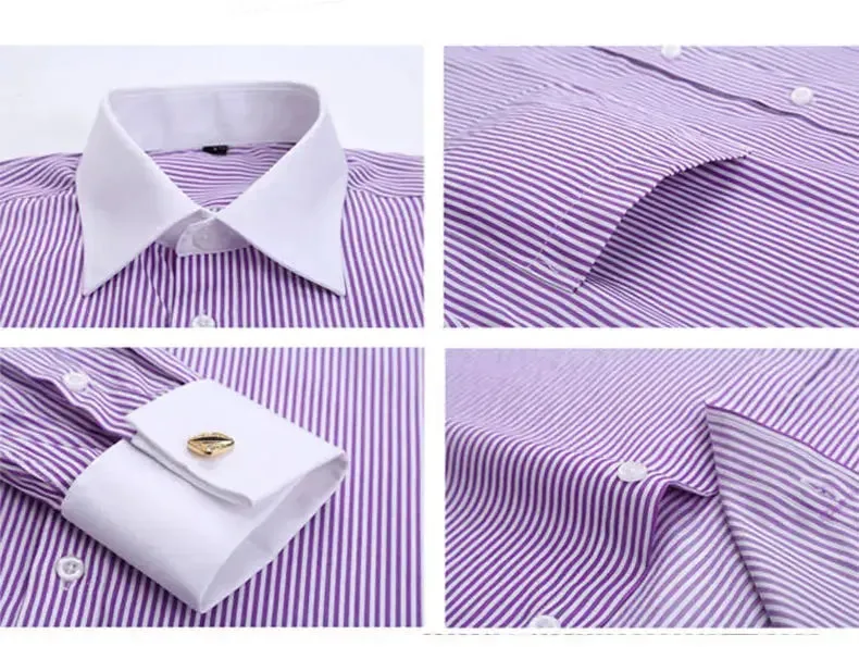 Cotton Men's French Cuffs Business Long Sleeve Shirt