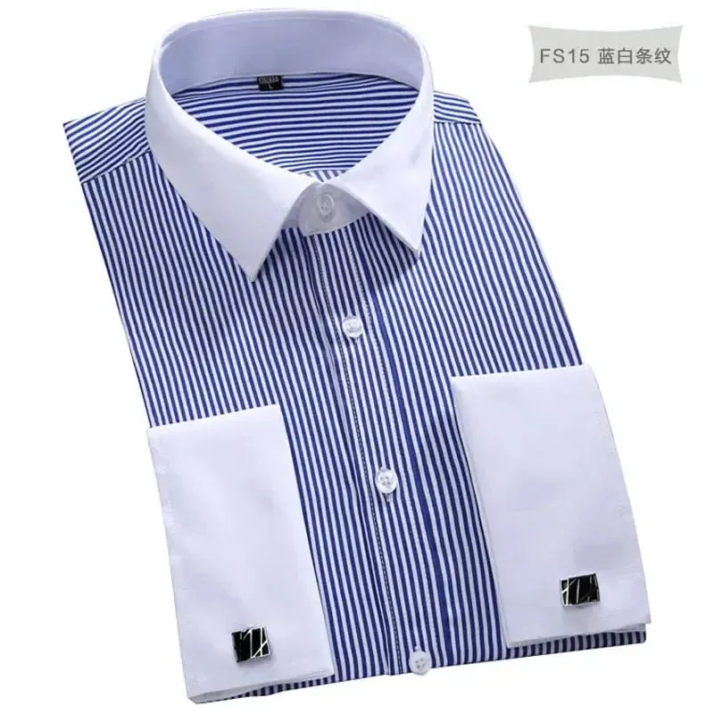 Cotton Men's French Cuffs Business Long Sleeve Shirt