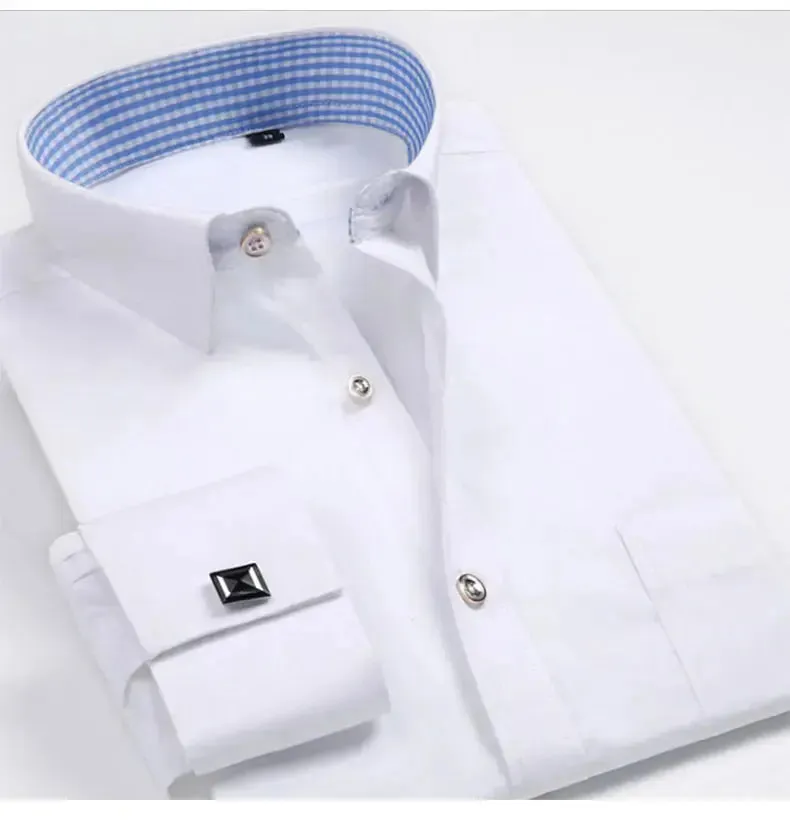 Cotton Men's French Cuffs Business Long Sleeve Shirt