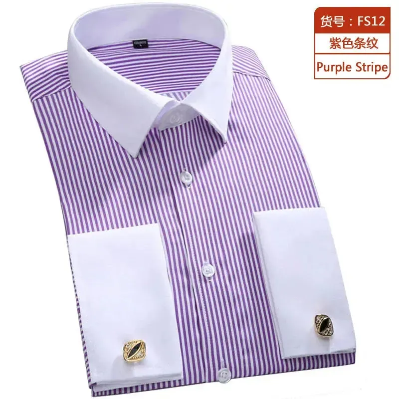 Cotton Men's French Cuffs Business Long Sleeve Shirt