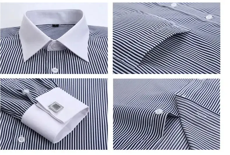 Cotton Men's French Cuffs Business Long Sleeve Shirt