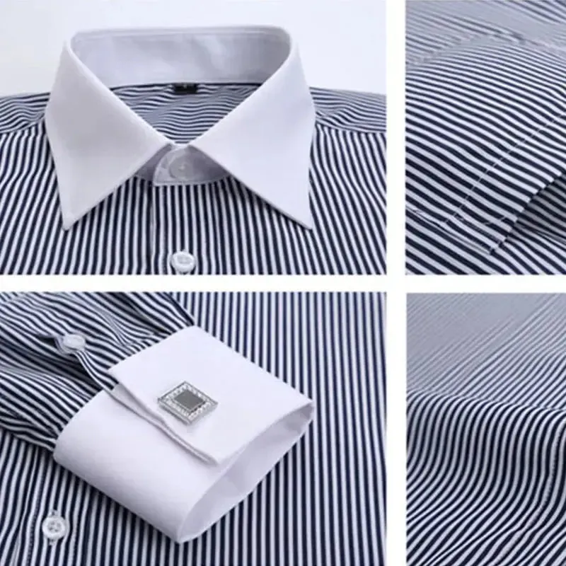 Cotton Men's French Cuffs Business Long Sleeve Shirt