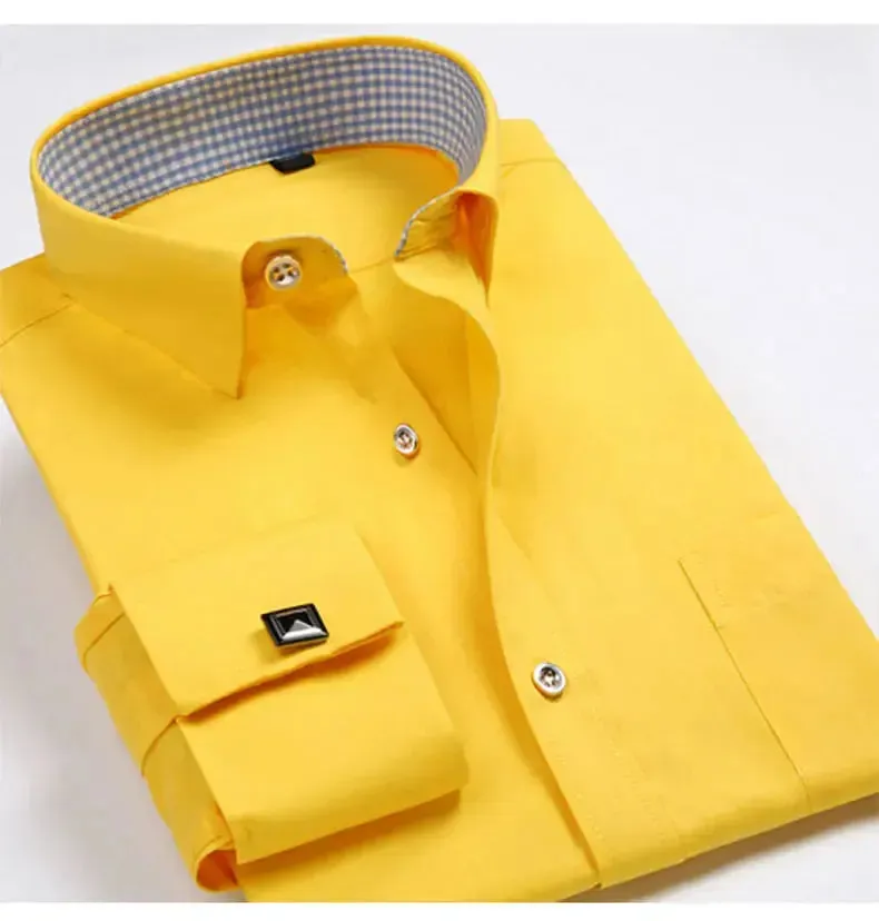 Cotton Men's French Cuffs Business Long Sleeve Shirt