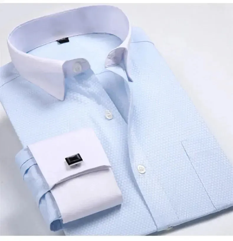 Cotton Men's French Cuffs Business Long Sleeve Shirt