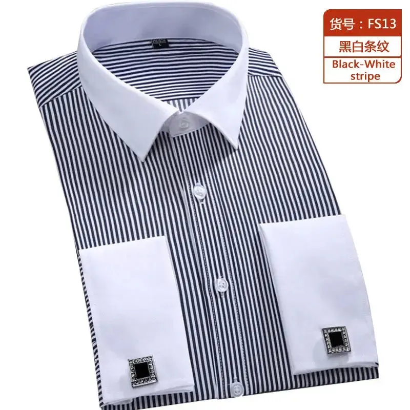 Cotton Men's French Cuffs Business Long Sleeve Shirt