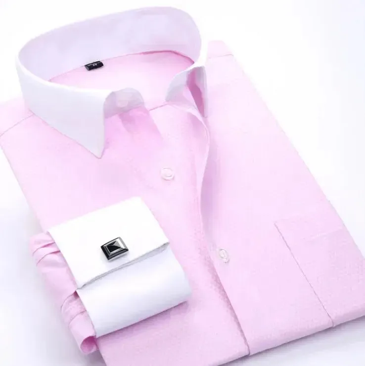 Cotton Men's French Cuffs Business Long Sleeve Shirt