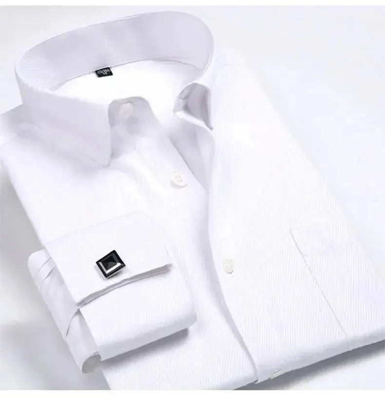 Cotton Men's French Cuffs Business Long Sleeve Shirt