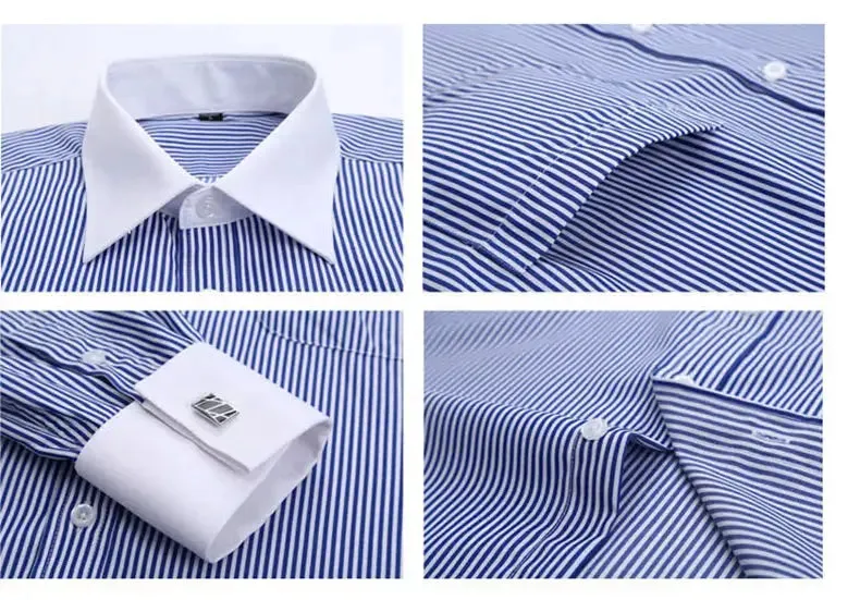 Cotton Men's French Cuffs Business Long Sleeve Shirt