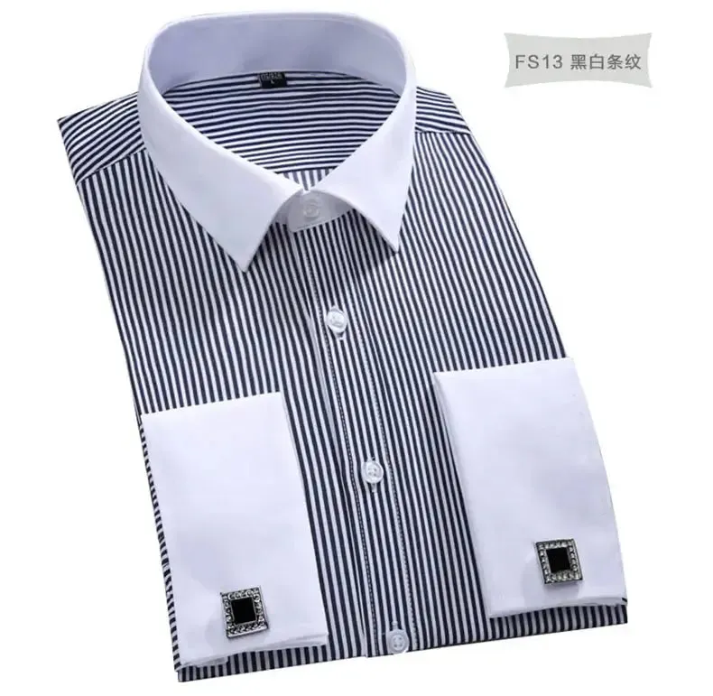 Cotton Men's French Cuffs Business Long Sleeve Shirt