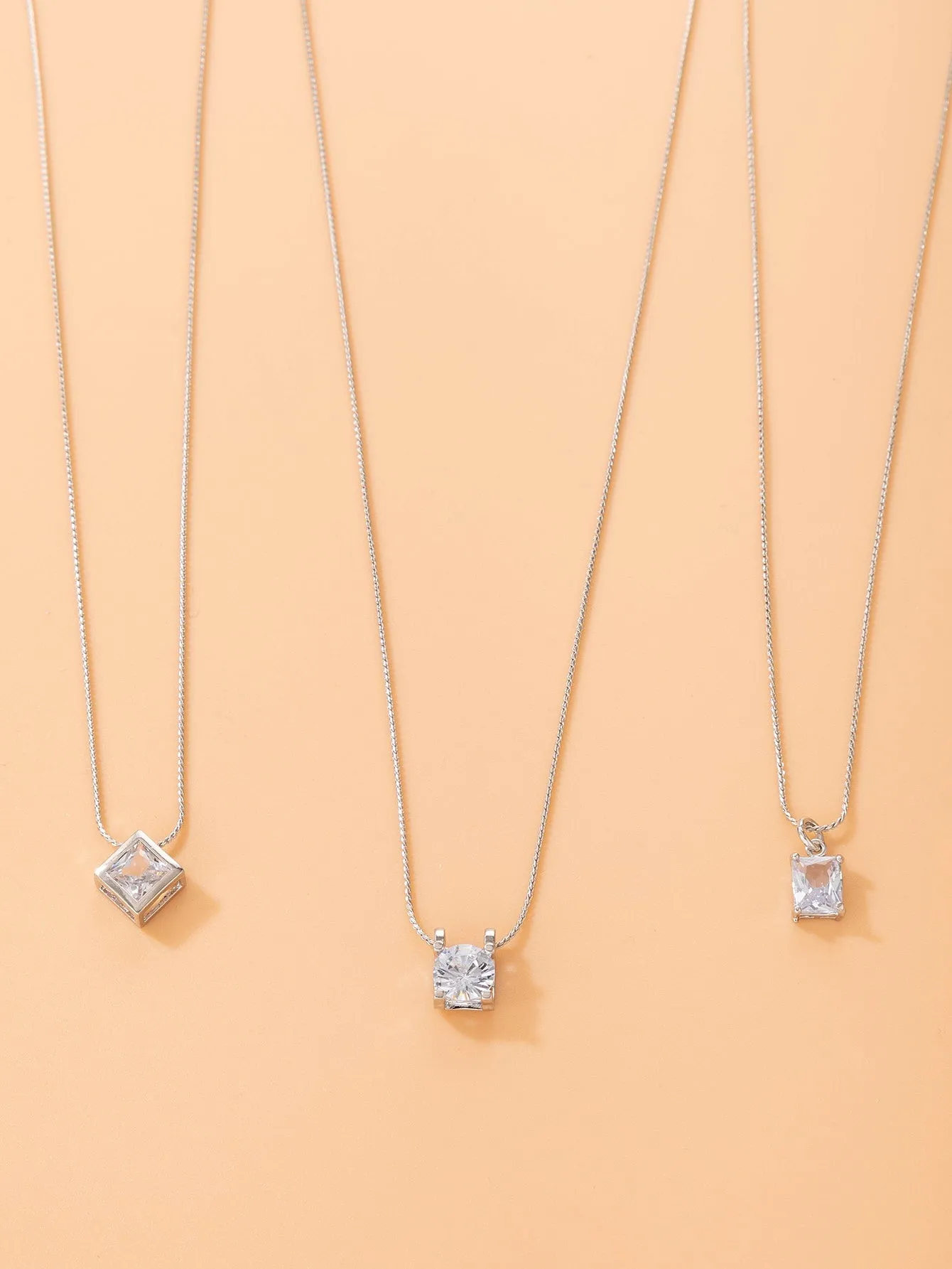 Cubic Zirconia Round Charm Necklace