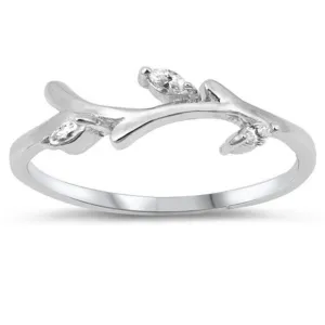 CZ and Sterling Silver Branch Ring
