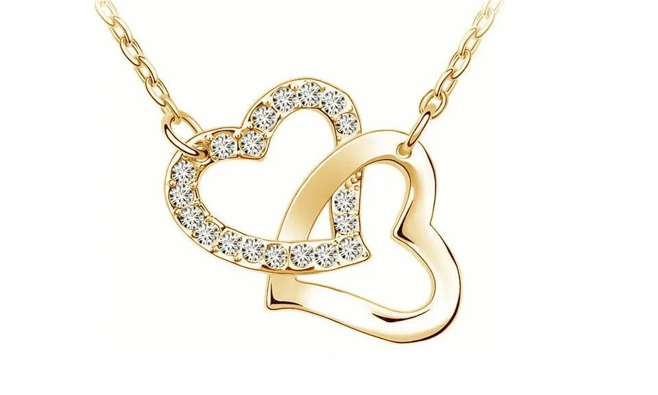 Double  Heart Chains Pendant Necklaces