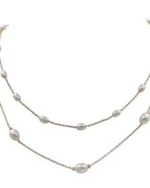 Double Layered 2 Strand Freshwater Pearl 16"-18" Necklace