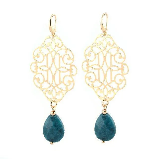 Drop Earrings Pendientes Copper Shell Natural Stone Statement Earrings For Women Wedding Party Jewelry Bohemian