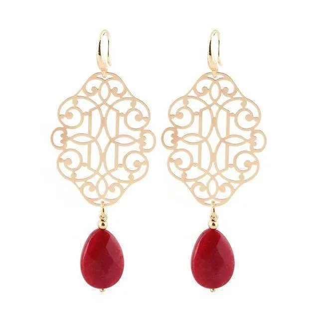 Drop Earrings Pendientes Copper Shell Natural Stone Statement Earrings For Women Wedding Party Jewelry Bohemian