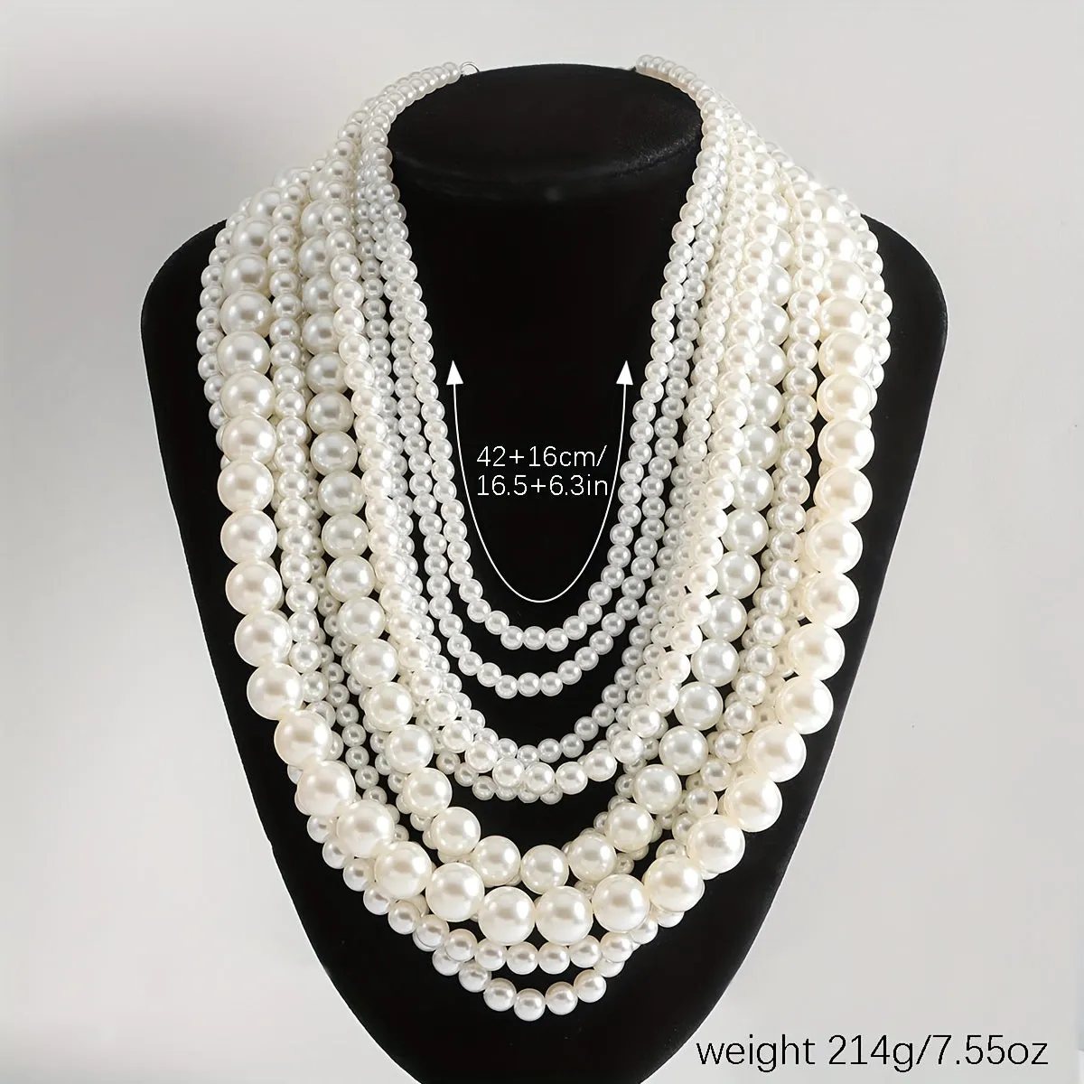 Elegant Faux Pearl Necklace, Multi-Layer Fashionable Banquet Jewelry, Bridal Evening Dress Accessory, Exquisite Body Chain