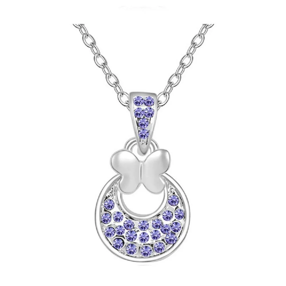 Fashion Butterfly Crystal Pendant Necklace for Women