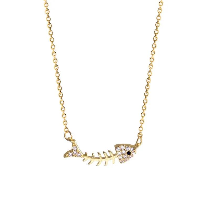 Fashionable Stainless Stee sweet fish bone metal necklace