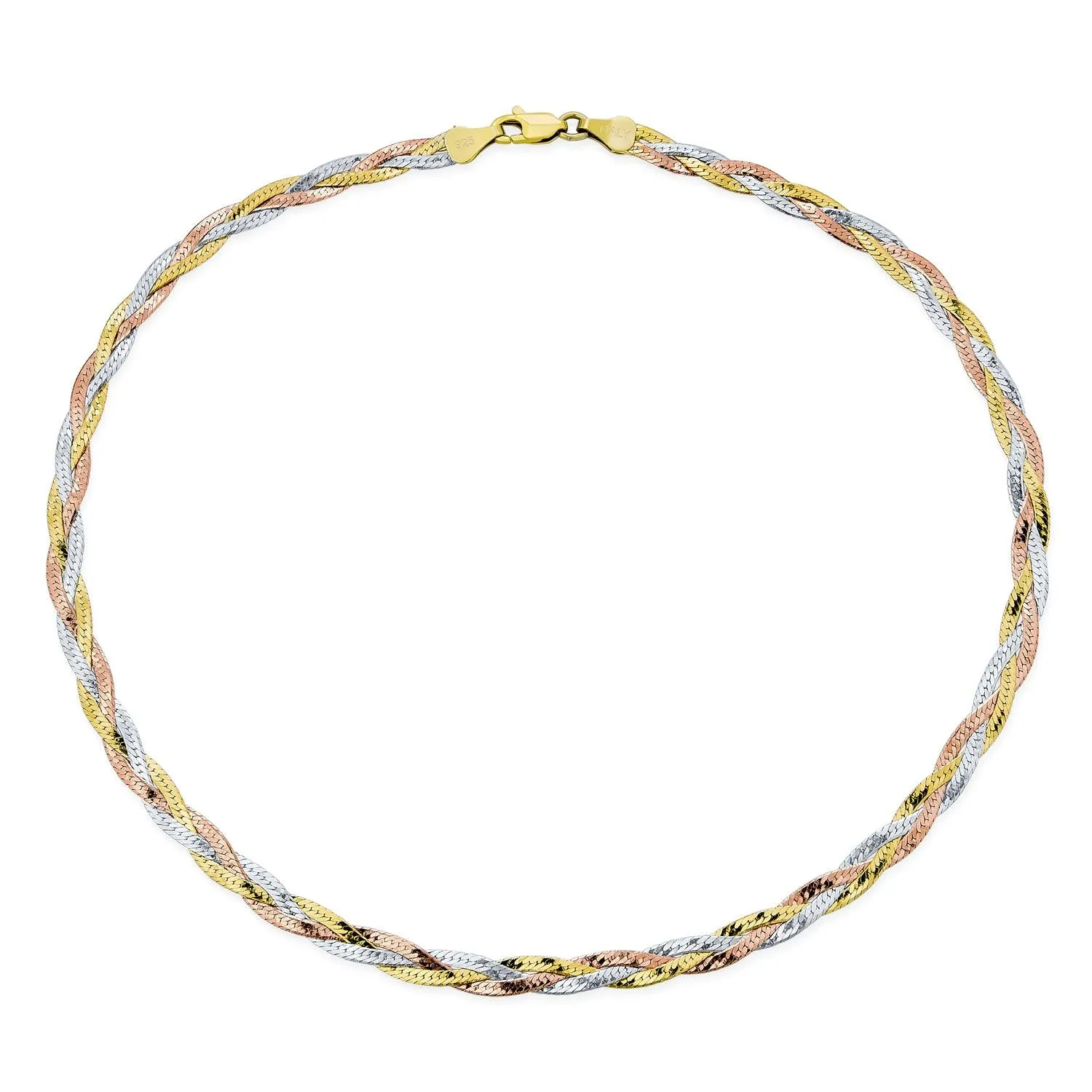 Flat Flexible 14K Gold Overlay Sterling Silver Chain Necklace 16-20 Inch Italy Made