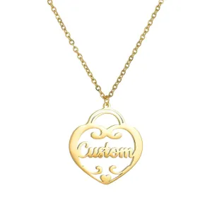 Flowshey Custom Name Necklace with Heart 18K Gold Plated Customized Name Necklace Personalized Jewelry Gift for Women