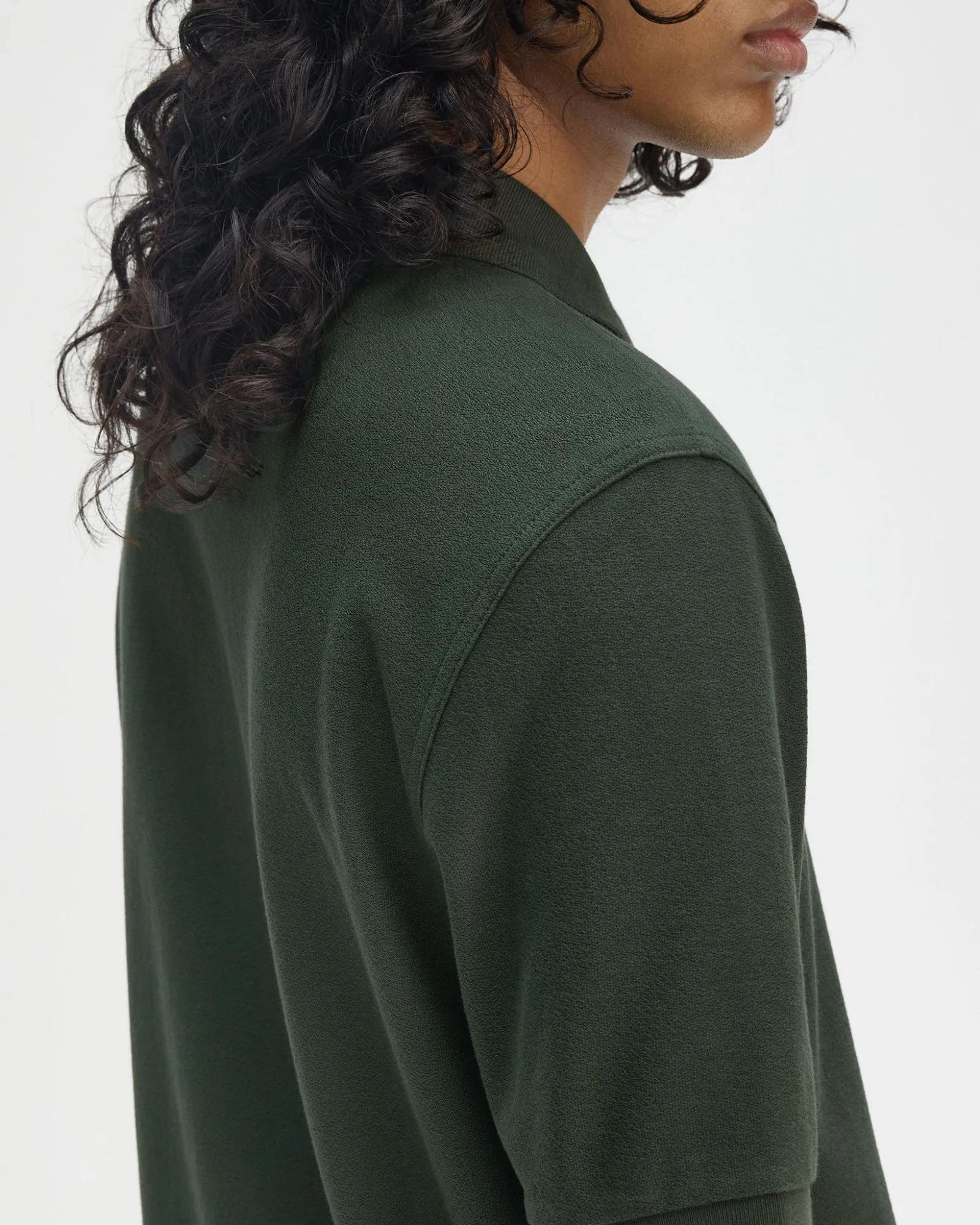 Fred Perry Crepe Pique Zip Neck Polo Shirt - Court Green