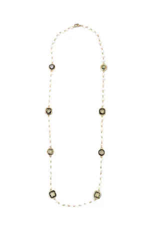 Freshwater Pearl Black Diamond Long Necklace
