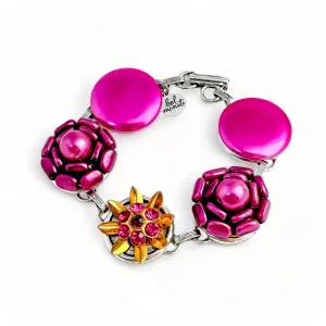 Fuchsia Rush Vintage Cluster Bracelet