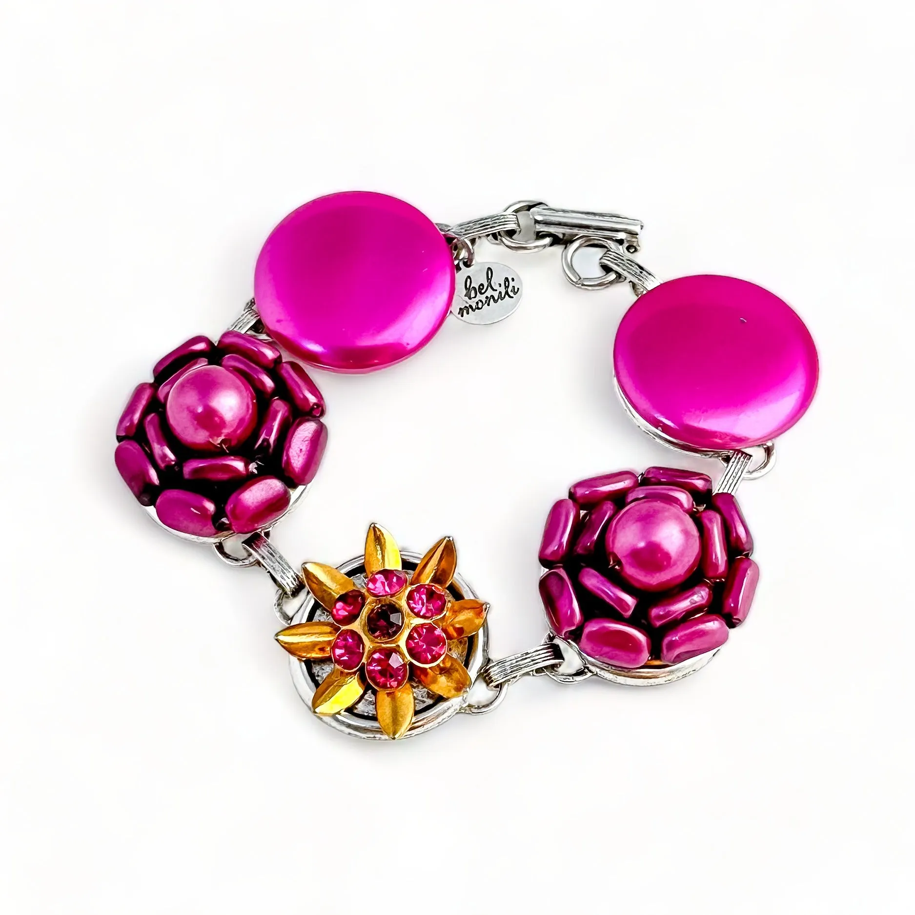 Fuchsia Rush Vintage Cluster Bracelet