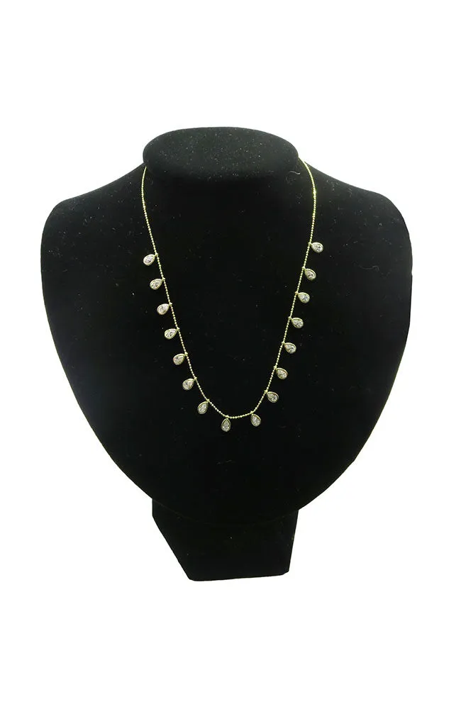 Gold Clear Pear Necklace
