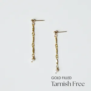 Gold Filled Lydia Chain With Pearl Earrings