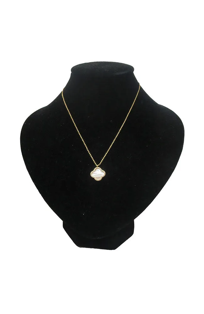 Gold MOP Clover Necklace