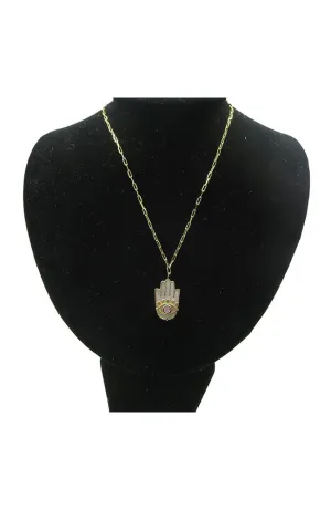 Gold Neck White Hamsa